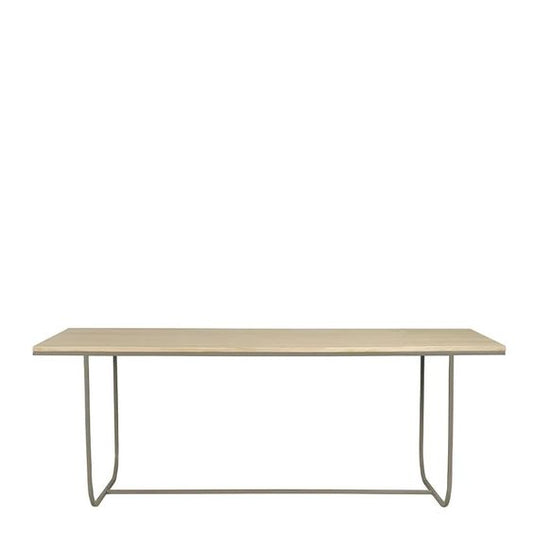 Designed by Broberg and Ridderstråle 2012.  Dining or work table with a frame in lacquered metal and a table top in selected oak veneer with an overhang of 29 cm on each short side.